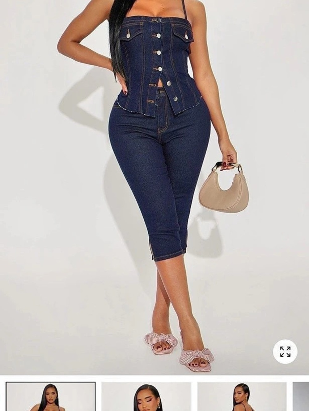 Fashion Nova Nora Denim Capri Set Blue